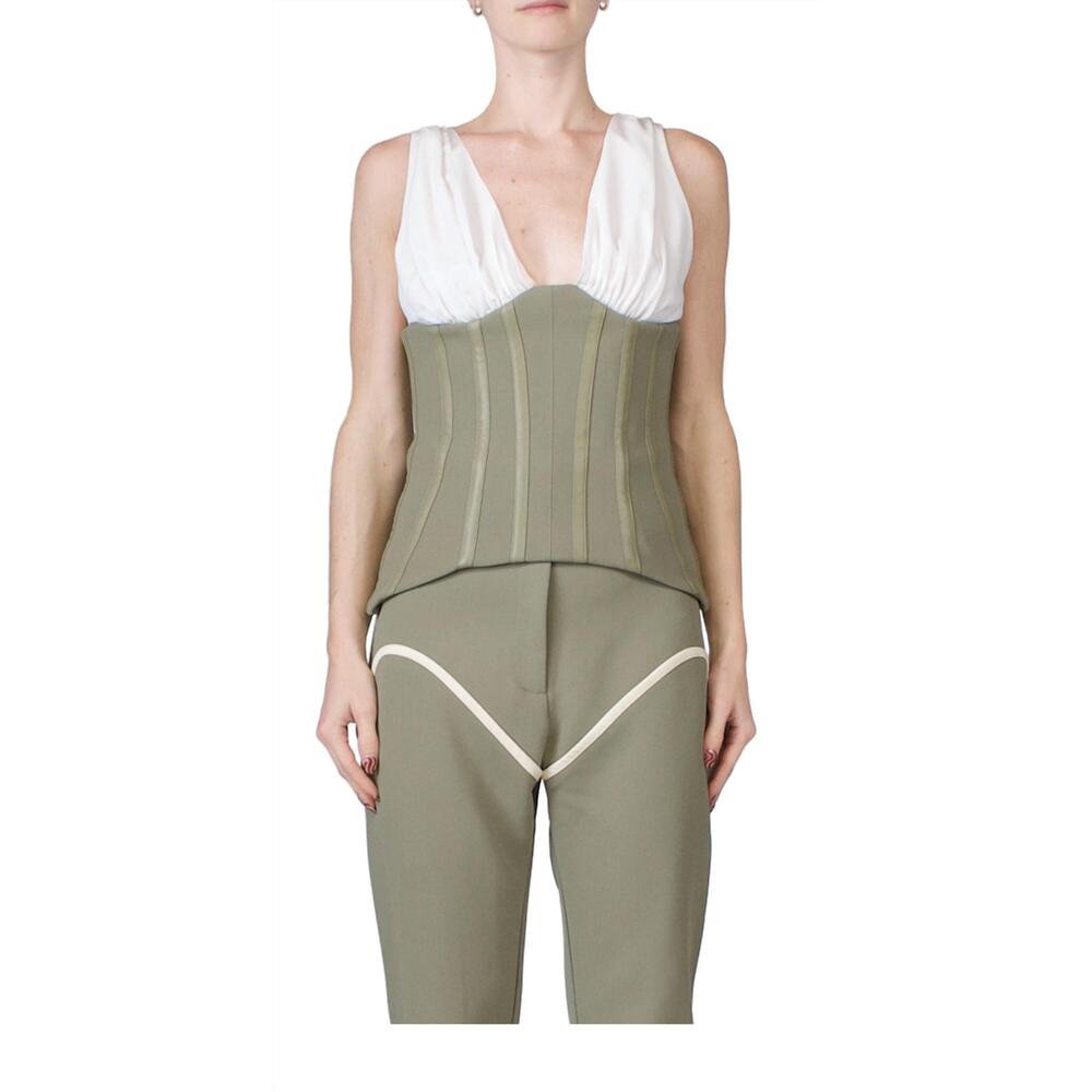 NEW PARIS GEORGIA mahala bodice top in khaki & cream